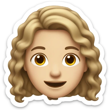 white woman with brown long wavy hair wink sticker