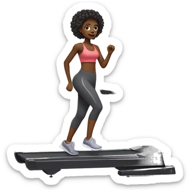 Black girl on treadmill  sticker