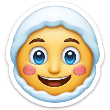 the cold freezing face emoji with sow but it is smiling sticker