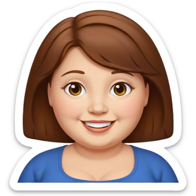 chubby lady with a  brown hair sticker