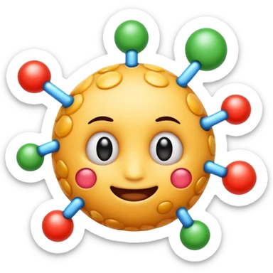 enzyme stylized as a cute emoji with molecular and biological elements sticker