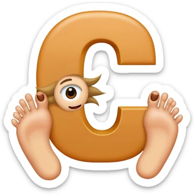 Una letra c y cabello manos y pies ojos una boca sticker