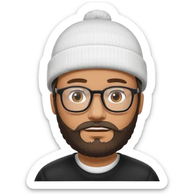 Quiero la cara mía con gafas y barba y un gorro blanco con cinta negra sticker
