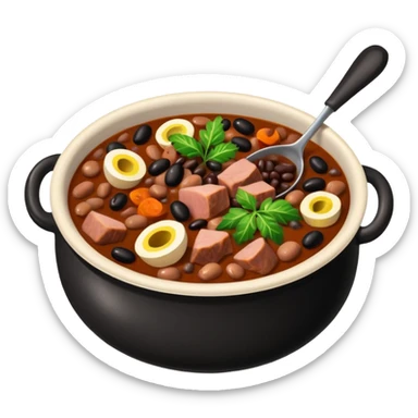 Feijoada prato típico brasileiro , com feijões pretos pequenos carne de porco e etc sticker