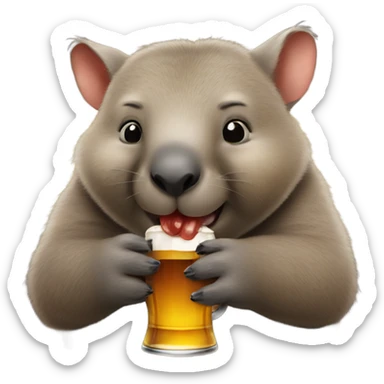 Wombat drinking beer  sticker