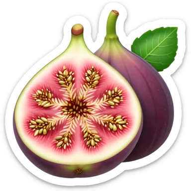 Please create a emoji of a cross-section of a fig with a small leaf sticker
