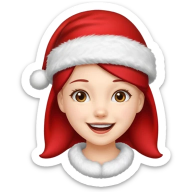 holiday girl mood wearing santa hat sticker