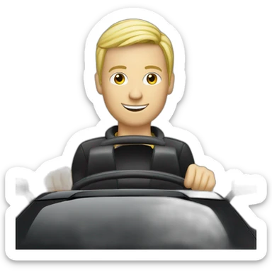 A blonde man driving a Black Opel Tigra cabrio sticker