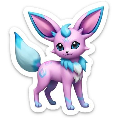 Futuristic Fluffy Celestial Magical Ethereal Glaceon-Espeon-Sylveon-Umbreon-hybrid, full bod sticker