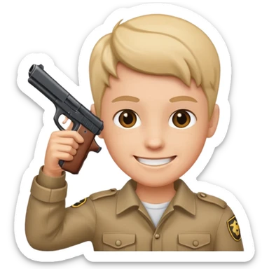 emoji pointing gun to own head while smiling  sticker