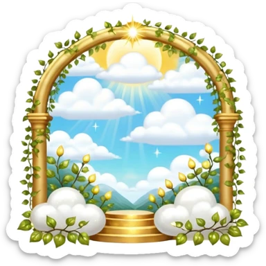 White and glittery gold with marble stones, vines, divine, heavenly, spiritual, pure, glowing, cute clouds, sunshine, sparkly, beautiful, elegant, luxurious, pretty, aesthetic scenery scene picture   sticker