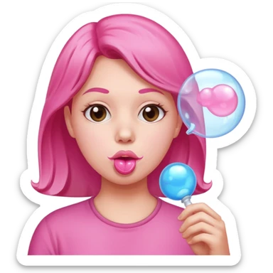 a person who blows gum bubble sticker
