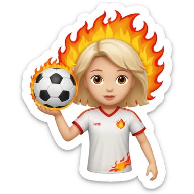Boneca segurando uma Bola de futebol e somente uma bola está queimando sticker