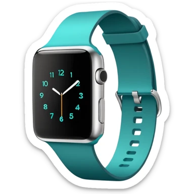 a teal fitbit band and an black apple watch lying flat in the style of an ios emoji  sticker