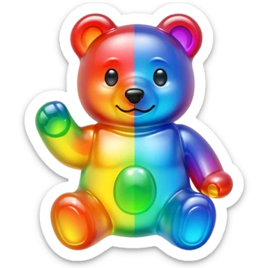 Rainbow Gummybear holding a discord server boost icon sticker