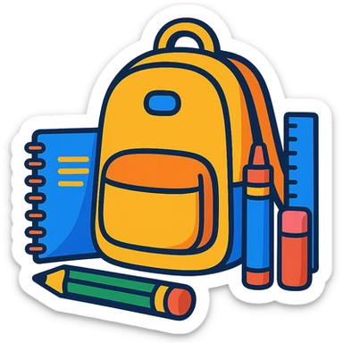 school supplies, colorful, playful style sticker