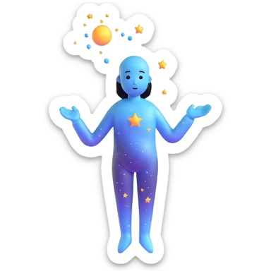celestial being with universe inside its translucent body sticker