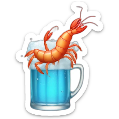 Shrimp jump into beer sticker