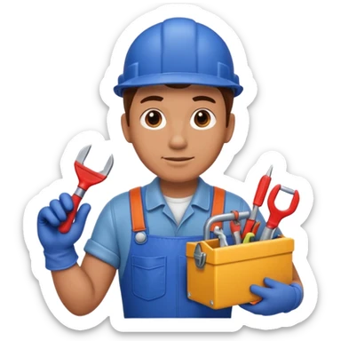 Plumber + toolbox + gloves, Repair Crew. sticker