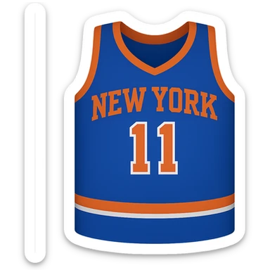 new york knicks basketball jersey featuring the number 11, google emoji style sticker