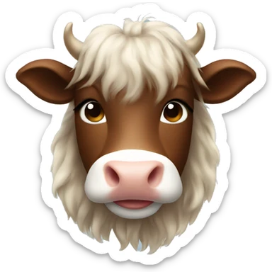 Long hair mini cow brown sticker