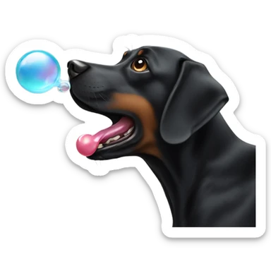 Black dog blowing gum bubble sticker