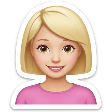 Blonde Short Bob Cut Hair. Pink Woman sticker