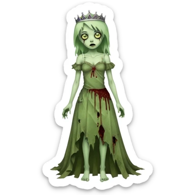 zombie princess full body torn dress sticker