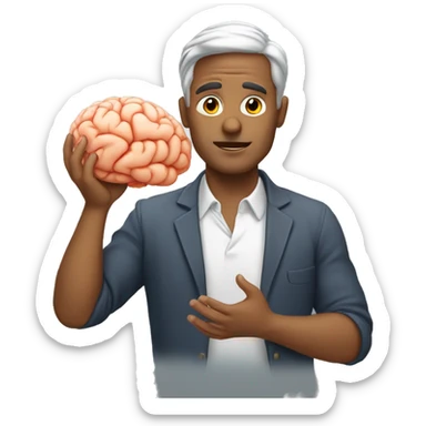 make an emoji where a man will hold a brain in his hand  sticker