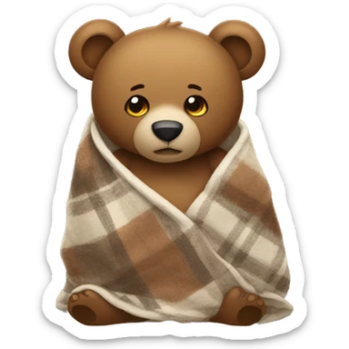 A bear with a blanket wrapped around it sticker