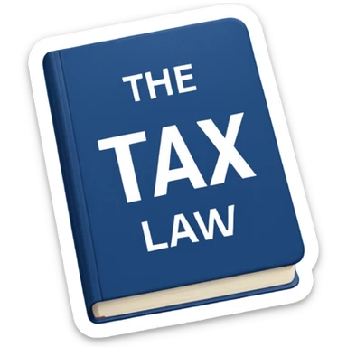 a blue book that says "the tax law" sticker
