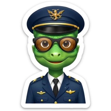 Lizard in navy uniform with  black sunglasses. sticker