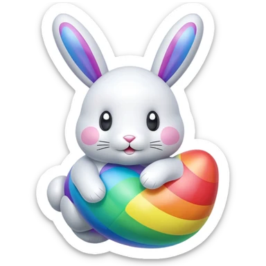 easter rainbow inflatable bouncy bunny sticker