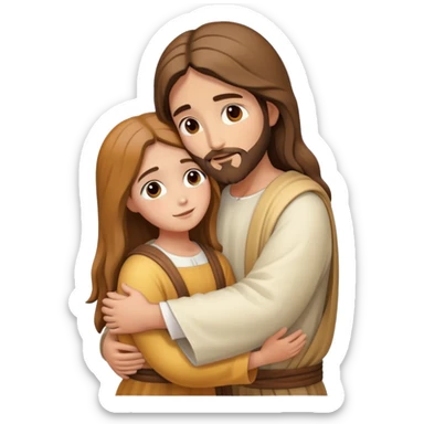 Jesus hugs a girl sticker