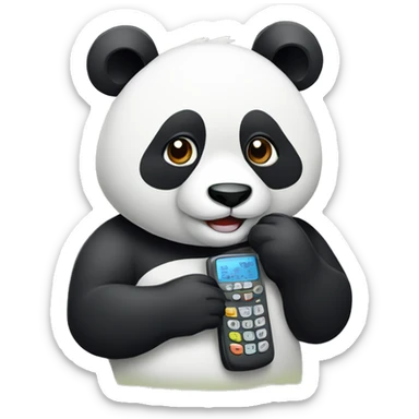 Oso panda con un teléfono sticker