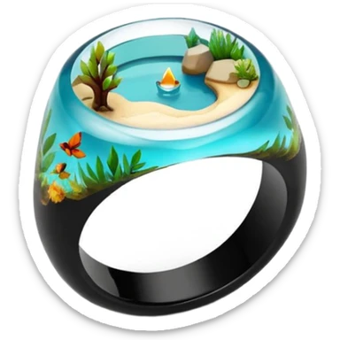 epoxy resin ring with nature motifs crystal sticker