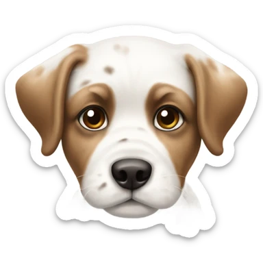 a white shittzu puppy with brown spots sticker