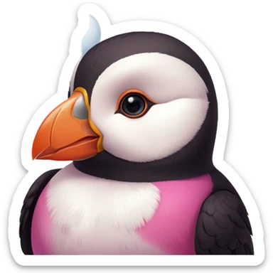 pink puffin thinking thought cloud sticker