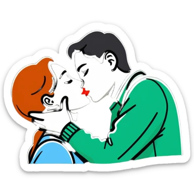 Guy kissing a girl sticker