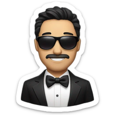 Man with tuxedo and dark sunglasses, dark hair sticker