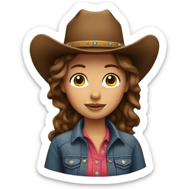 brown hair Cowgirl  sticker