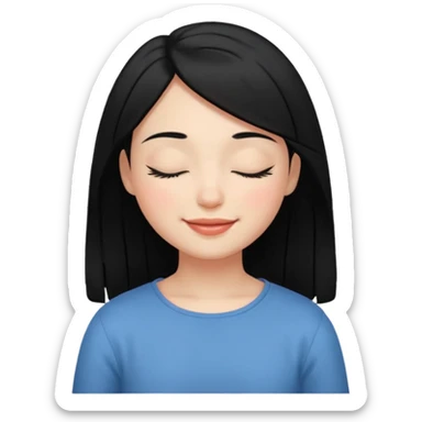 smiling girl with black hair with closed eyes sticker