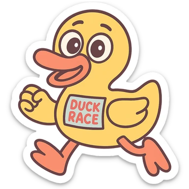 cartoon duck with big eyes for a duck race in pastel toon style sticker