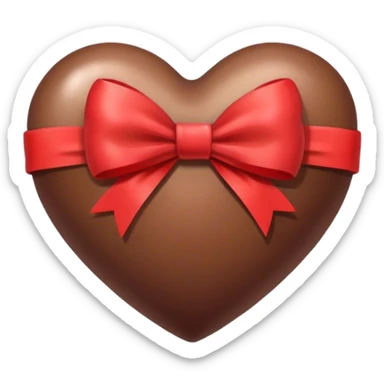 Brown heart with bow sticker