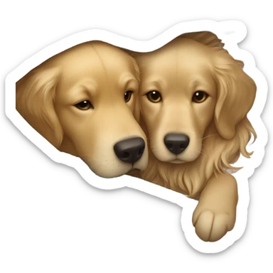 Golden retriever and a girl (with brown hair and blue eyes) in blanket together  sticker