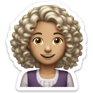 Happy birthday pale girl curly hair sticker