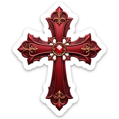 black gothic cross dark red sticker