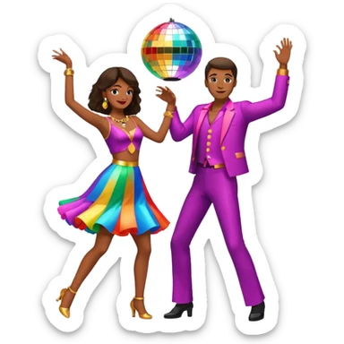 man and woman dancing under disco ball sticker