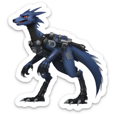 Full body Edgy Anthro Futuristic Mechanical Sergal-raptor-vernid sticker