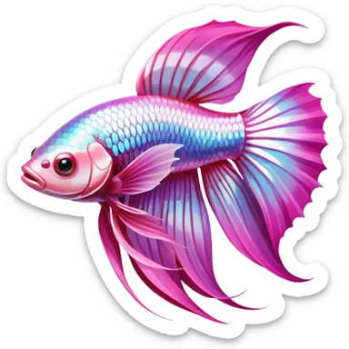 pink and white betta fish facing right sticker